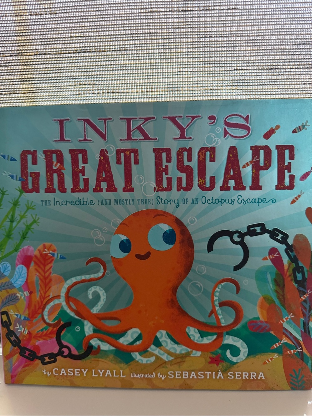 Inky's Great Escape Children's Wall Art - Orange Octopus